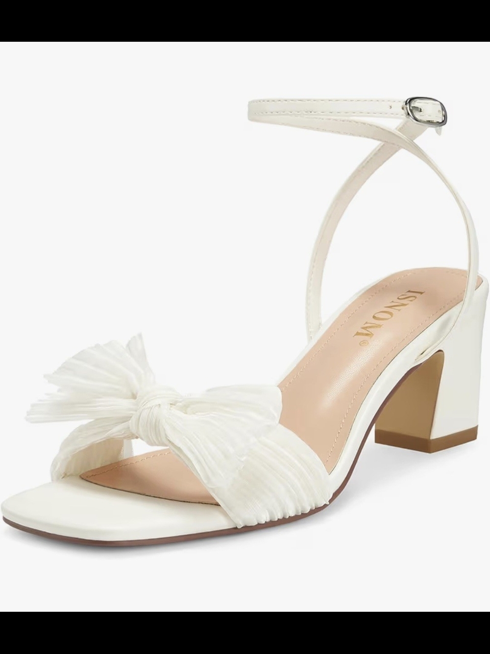 ISNOM Women's Bow Knot Heeled Sandals #1278